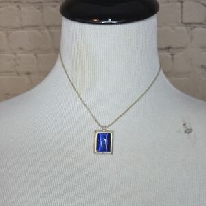 Express Silver Necklace with Blue Pendant